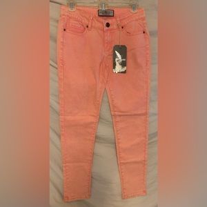 ✨⚡️💥IRIS BASIC DESTROYED FADE CORAL SKINNY JEANS